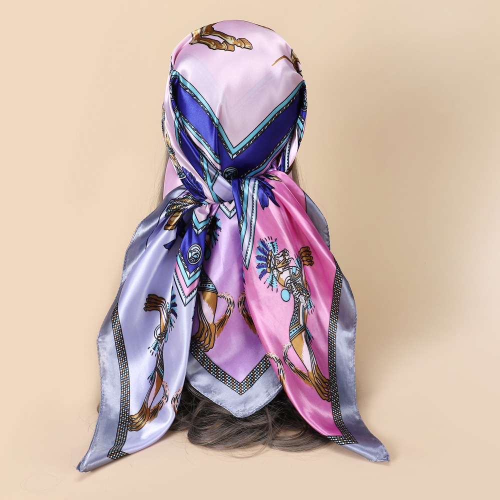 Elegant Horse Satin Printing Silk Scarves display picture 4