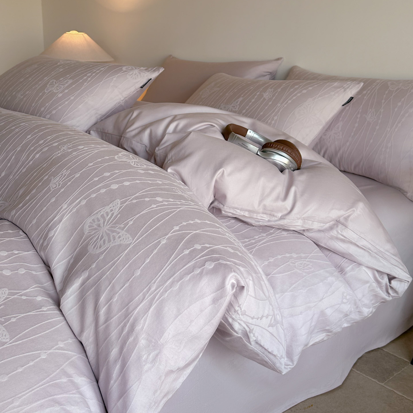A clase Jacquard 60 cama de cuatro piezas de algodón 100% algodón ligero de lujo de alta calidad sábanas de cama de tres piezas