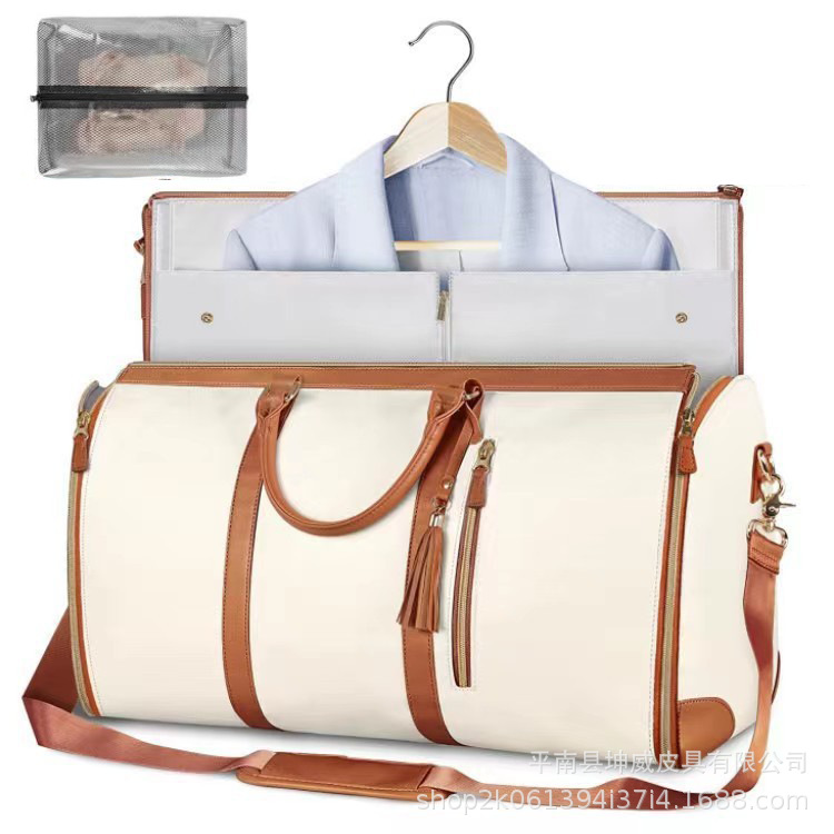 Bolsa de viaje portátil transfronteriza para uso nocturno, maleta de gran capacidad para mujer, bolsa plegable para deportes y fitness, de PU