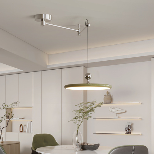 Displaceable dining room lamp French cream style dining table modern minimalist Bauhaus creative swing arm retro flying saucer chandelier