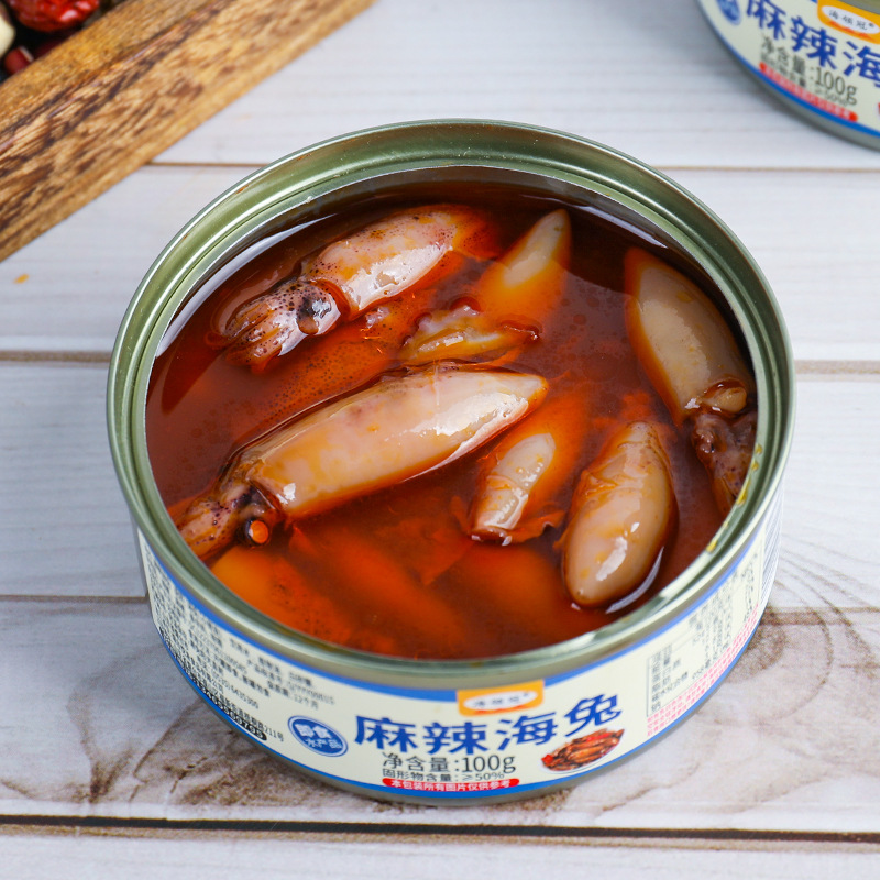 Spicy Baby Sea Rabbit with Seeds, Ready-To-Eat Squid, Seafood Canned Food, Spicy Octopus Snacks, Side Dish