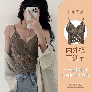 (Cross-border trading), lace top with cups, protective underware, underwear, European style, beautiful back, clips included