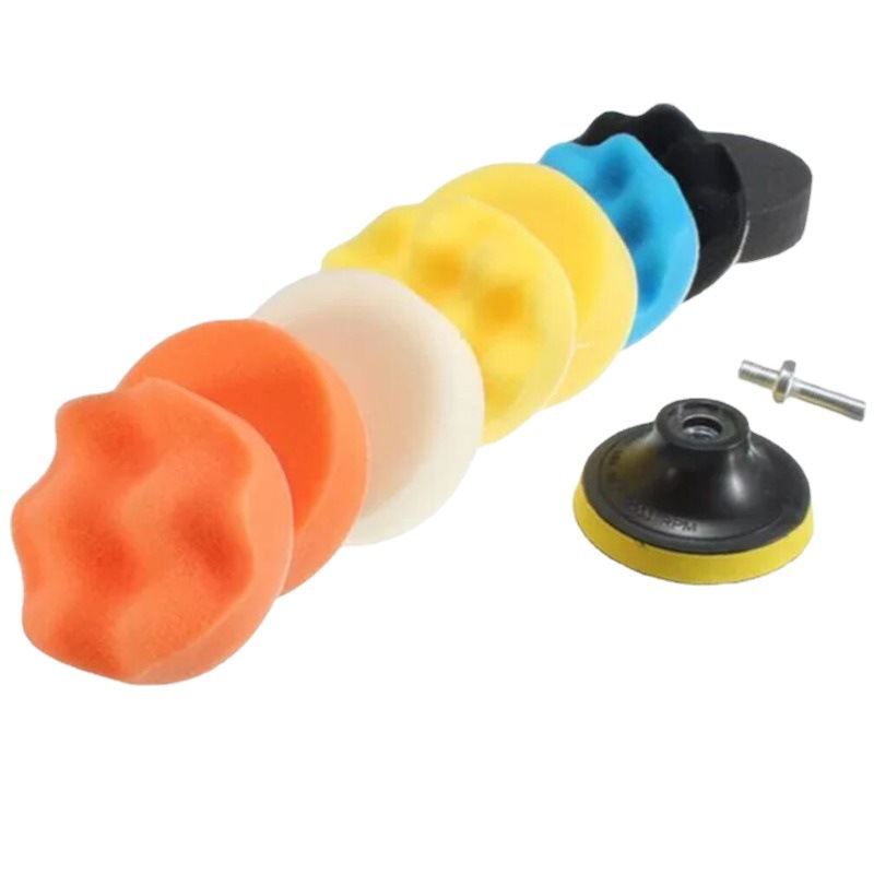 跨境供应海绵抛光轮套装抛光盘美容打蜡海绵轮抛光海绵自粘羊毛盘