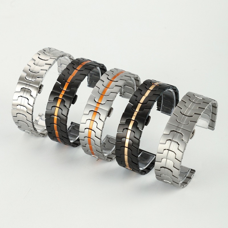 Suitable for Samsung Watch7 Iron Man 22/20mm Stainless Steel Strap Huawei Gt5Pro Metal Strap Flat Head