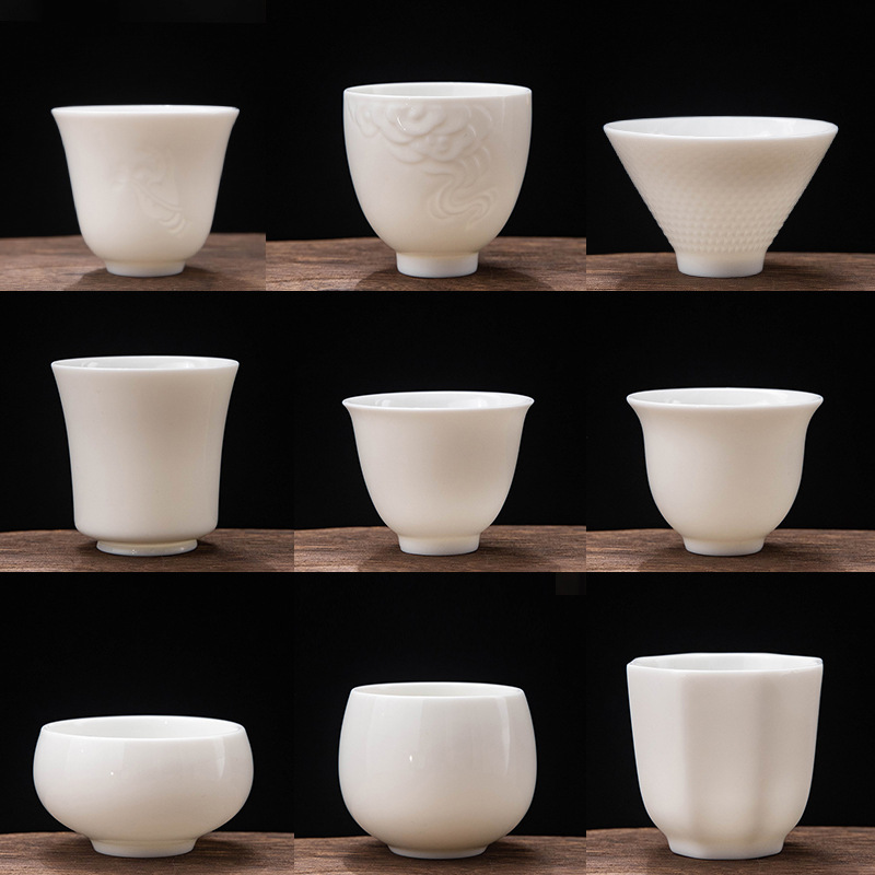 Factory direct sale Dehua white porcelain suet Jade Kung Fu Cup personal cup tasting cup simple home Tea ceramic cup