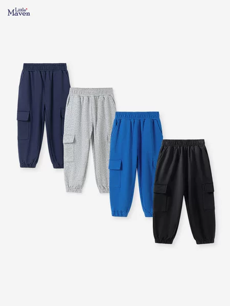 Little Maven Cross-Border Export Kidsren's Clothing Boys Cargo Pants Autum Kidsren's Pants Pure Color Fashionable Kidsren's Pants