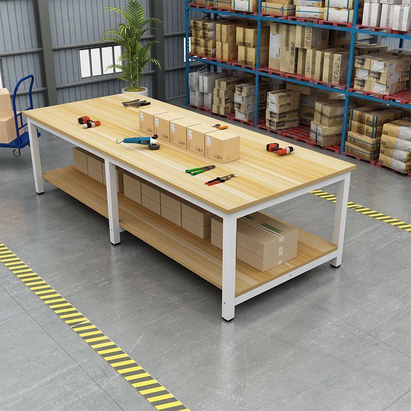 화이트 프레임 + 라이트 월넛 [핫 셀링] - 길이 200 폭 80 높이 74cm [더블 레이어 6 다리 모델]