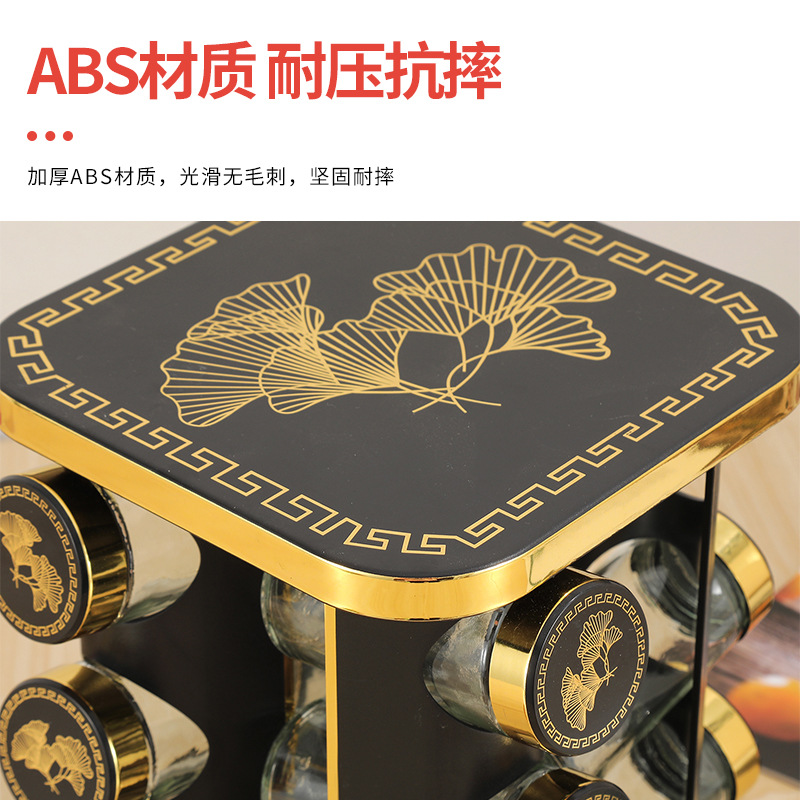 Botella de condimento de cocina mezclada multicapa empaquetada combinada de almacenamiento de estante conjunto de caja de condimento 360 grados giratoria lata de condimento