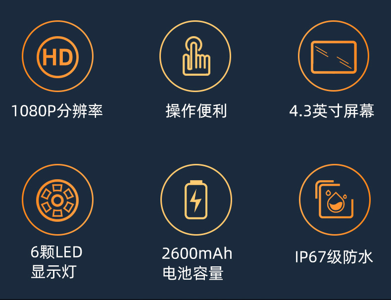 4.3 inch HD screen industrial endoscope 360 degree rotatable waterproof automotive repair pipeline camera probe