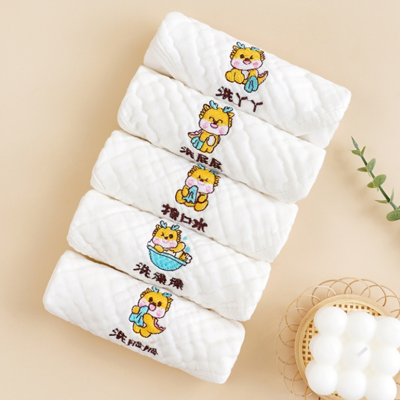Toallas cuadradas tipo A gaza de algodón absorbente de agua transpirable impresión de lavado facial toallas cuadradas toallas para niños recién nacidos