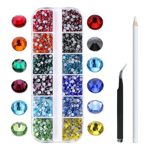 Boxed Flat Nail Art Rhinestone Jewelry Accessories diy Nail beauty Set Clothing Glass Hot Rhinestones