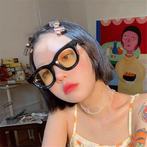 Hip-hop sunglasses men's fashion personality fashion niche round INS internet celebrity thick frame sunglasses women's retro sunglasses 