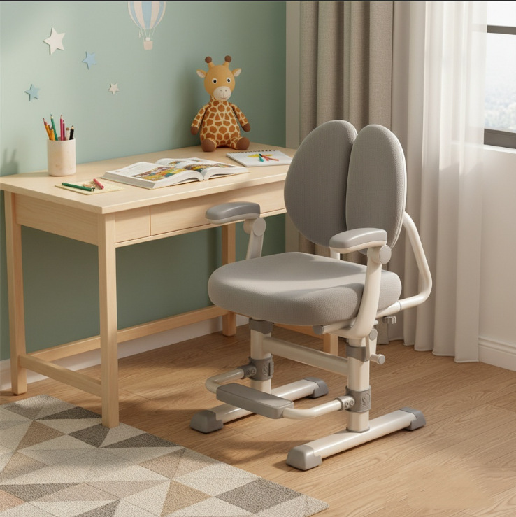 Children's Learning Chair, Primary School Student's Hand-Cranked Lift, Back Adjustment Writing Chair, Home Seat, Posture Correction Table Chair