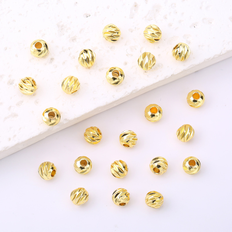 14K Gold-Filled Color-Preserving Cross-Cut 11-Blade Round Beads Spacer Beads Loose Beads DIY Handmade Bracelet Necklace Beaded Jewelry Accessories