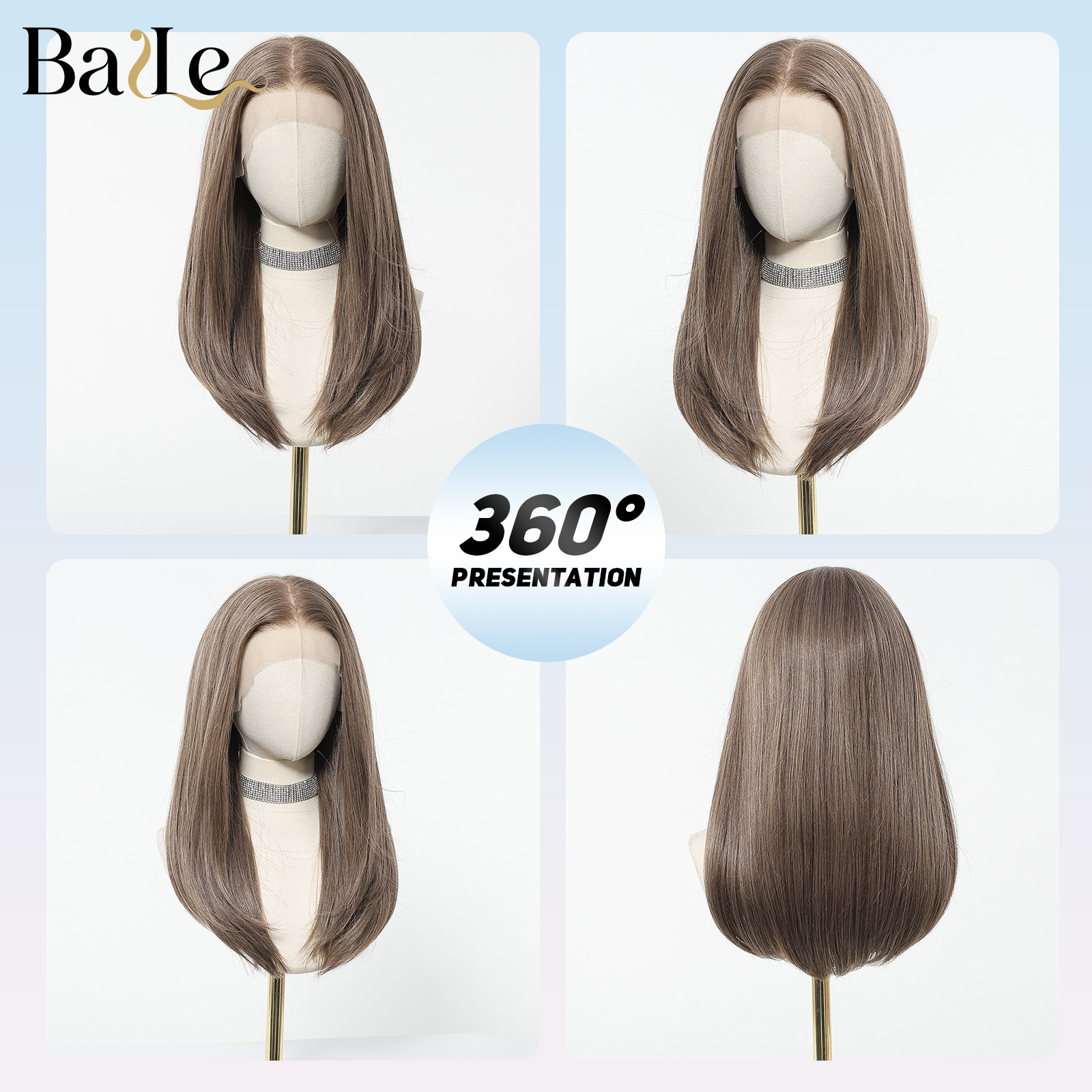 Pelucas de gran área de encaje gris marrón capa de cabello recto 13 * 6 se puede coser libremente para comercio electrónico transfronterizo