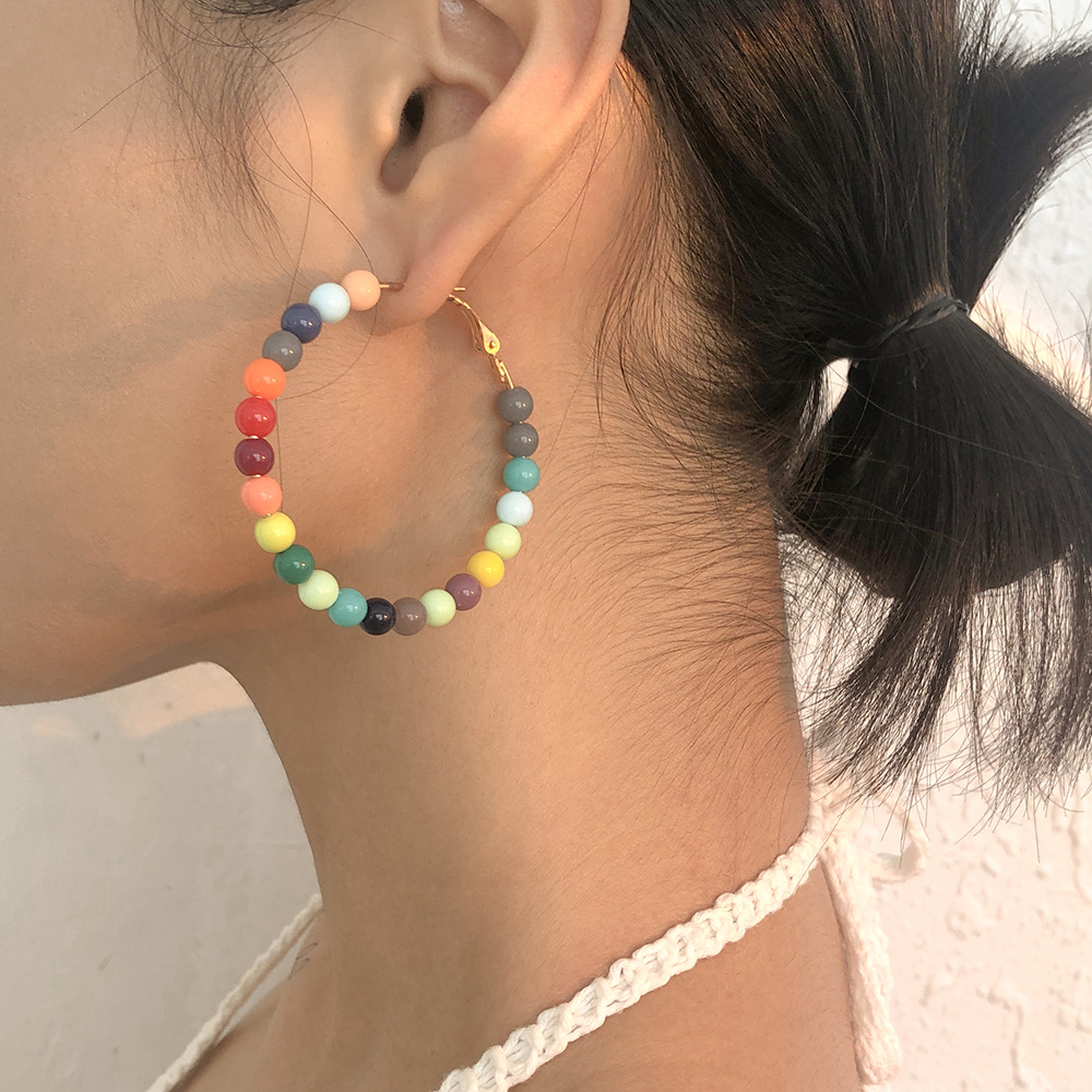 Vente En Gros Bijoux Ethniques Boucles D&#39;oreilles Colorées En Perles Nihaojewelry display picture 1