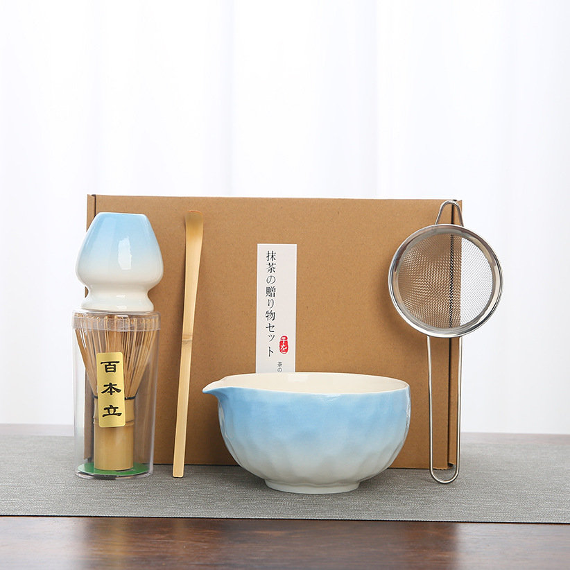 Juego de matcha degradado de matcha de estilo japonés exclusivo transfronterizo, cepillo de té Baibenli, juego de 5 piezas de herramientas de té de la dinastía Song