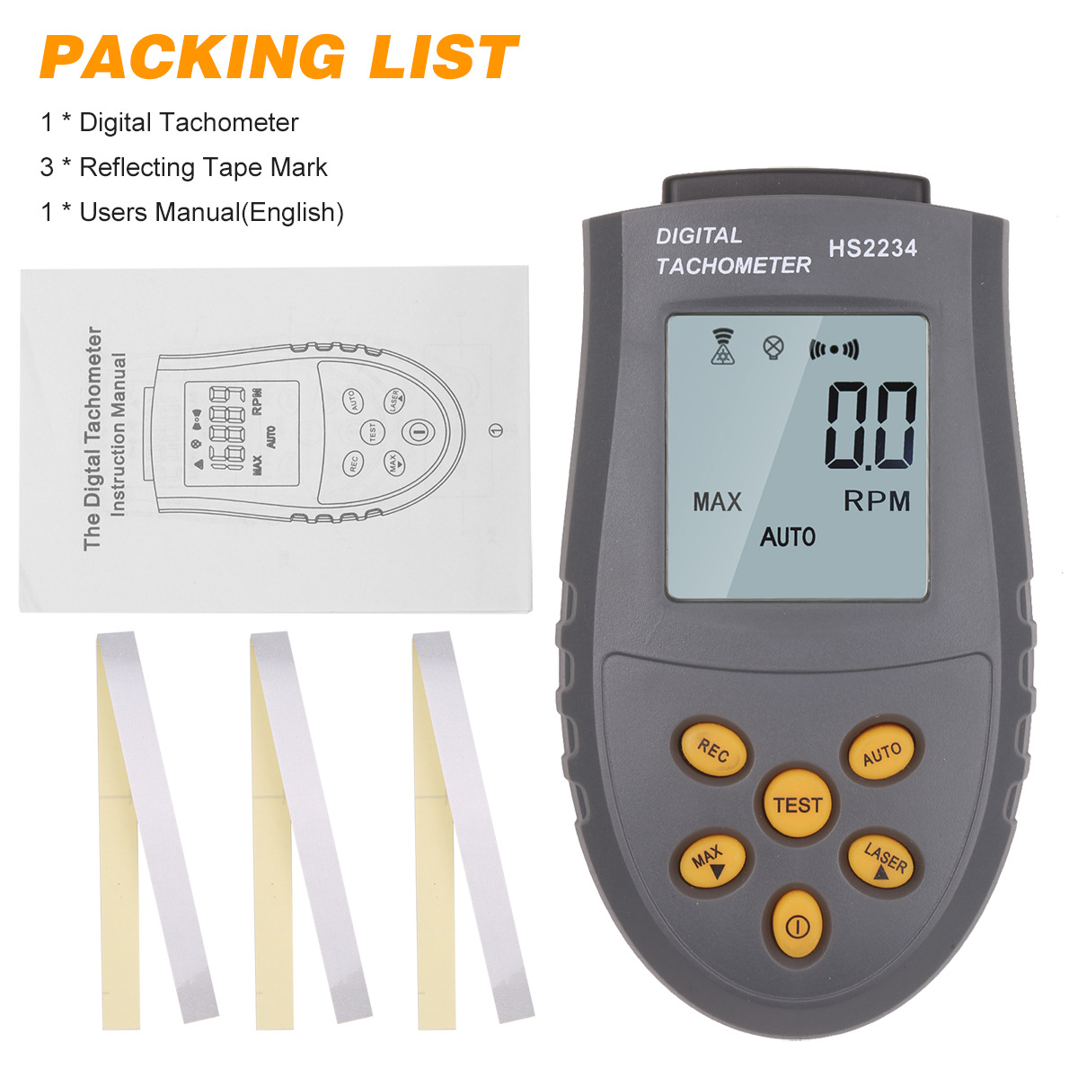 非接触式激光转速表 数显电机测速仪光电转速表HS2234