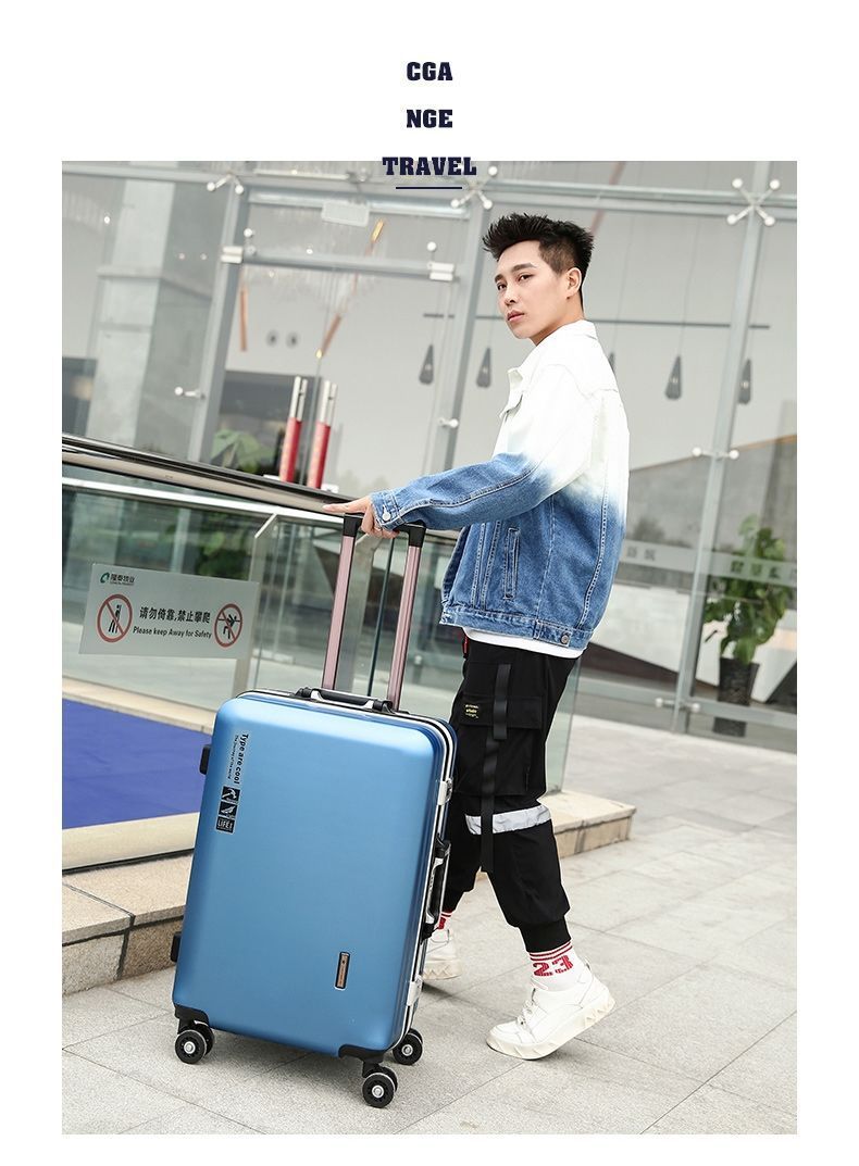 新益美 可充电铝框行李箱男女学生拉杆箱密码箱子旅行箱登机