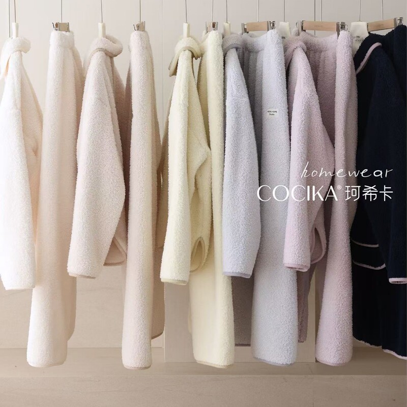 Cocika 821 Teddy Velvet 3.0 Retro Lazy Style Small Lapel Suit Warm Pajamas Home Wear Winter