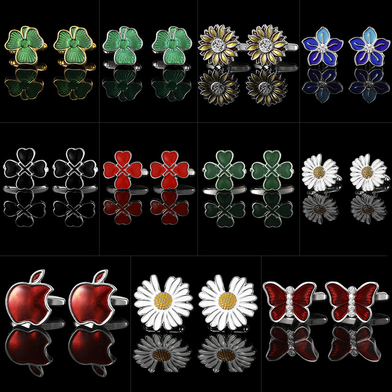 European and American fashion four-leaf clover Daisy sunflower Bauhinia cufflinks men and women business shirt French cufflinks in stock European and American fashion four-leaf clover Daisy sunflower Bauhinia cufflinks men and women business shirt French cufflinks in stock