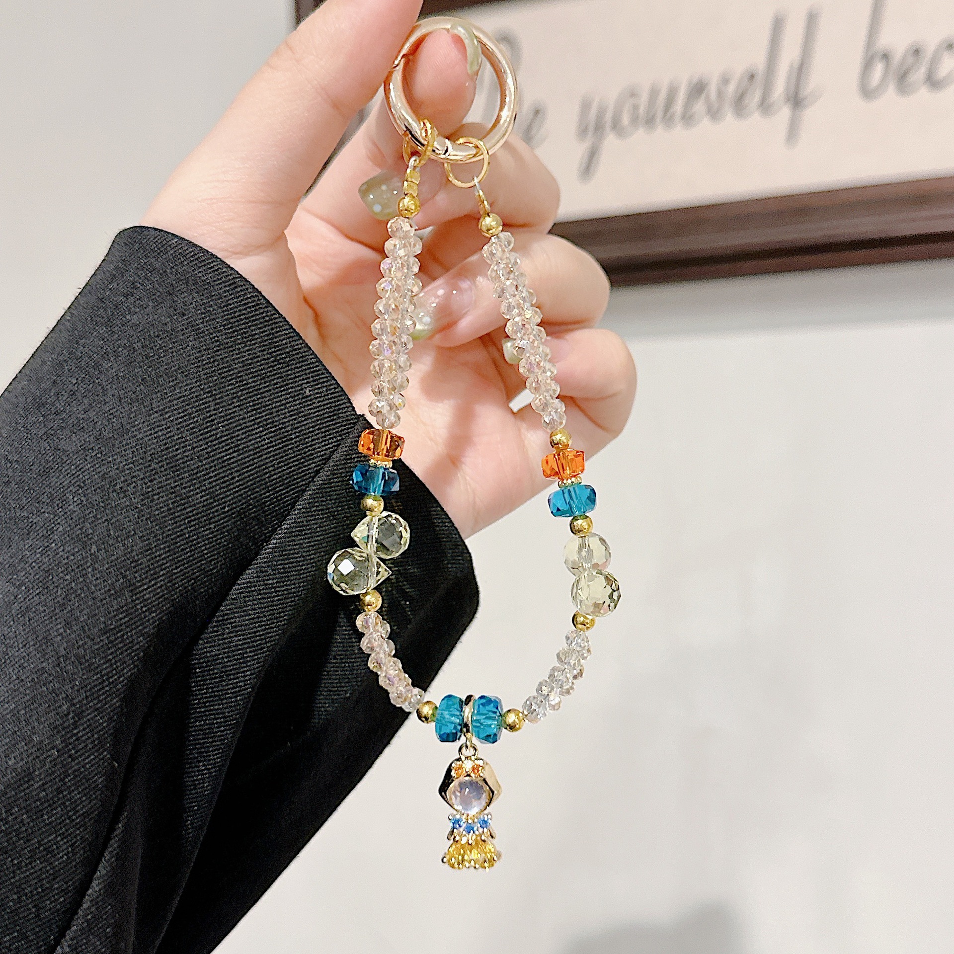 Cadena para colgar para teléfono móvil de alta gama hecha a mano de boutique, cadena para colgar Blancanieves, cordón para teléfono móvil de moda, cadena/colgante corto