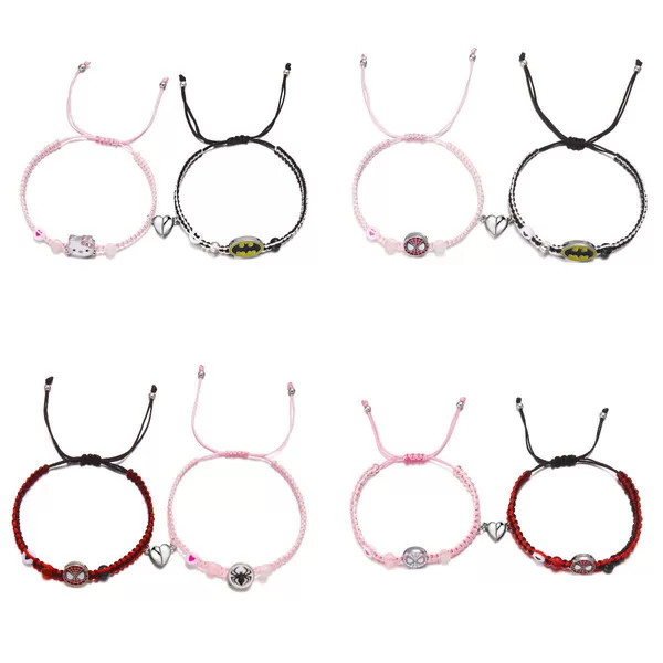 Cross-border new Halloween jewelry fashion hand-woven Spiderman bat love magnetic couple bracelet wholesale