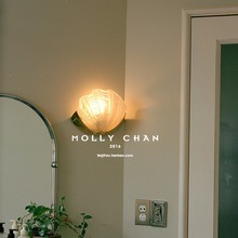 Molly chan 现代贝壳过道卫生间玄关 镜前灯黄铜复古玻璃灯罩壁灯