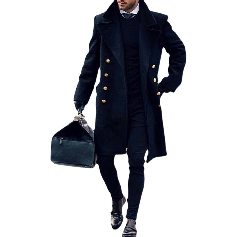 Stand-alone abrigo de lana caliente de los hombres de doble botonadura engrosada Amazon lana gabardina deseo abrigo de lana