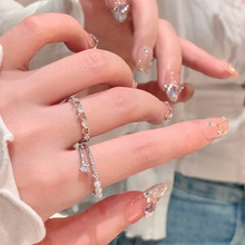 精致甜美爱心珍珠锆石戒指女小众设计开口可调节高级感食指戒指环