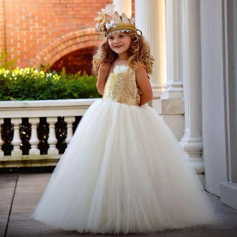 Robe de fête à paillettes pour filles – Robe de princesse en mélange de coton pour occasions spéciales, anniversaires et concours de beauté (80-160 cm, couleurs de saison)_voghion.com