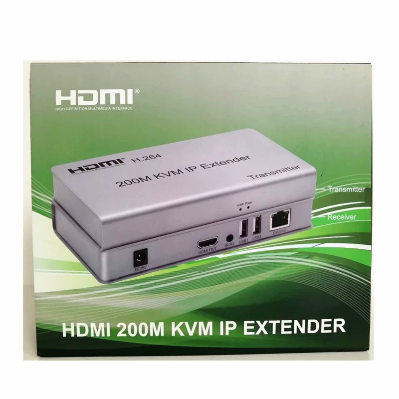 HDMI-удлинитель на 200 м с KVM и USB-KVM, может принимать несколько устройств одновременно