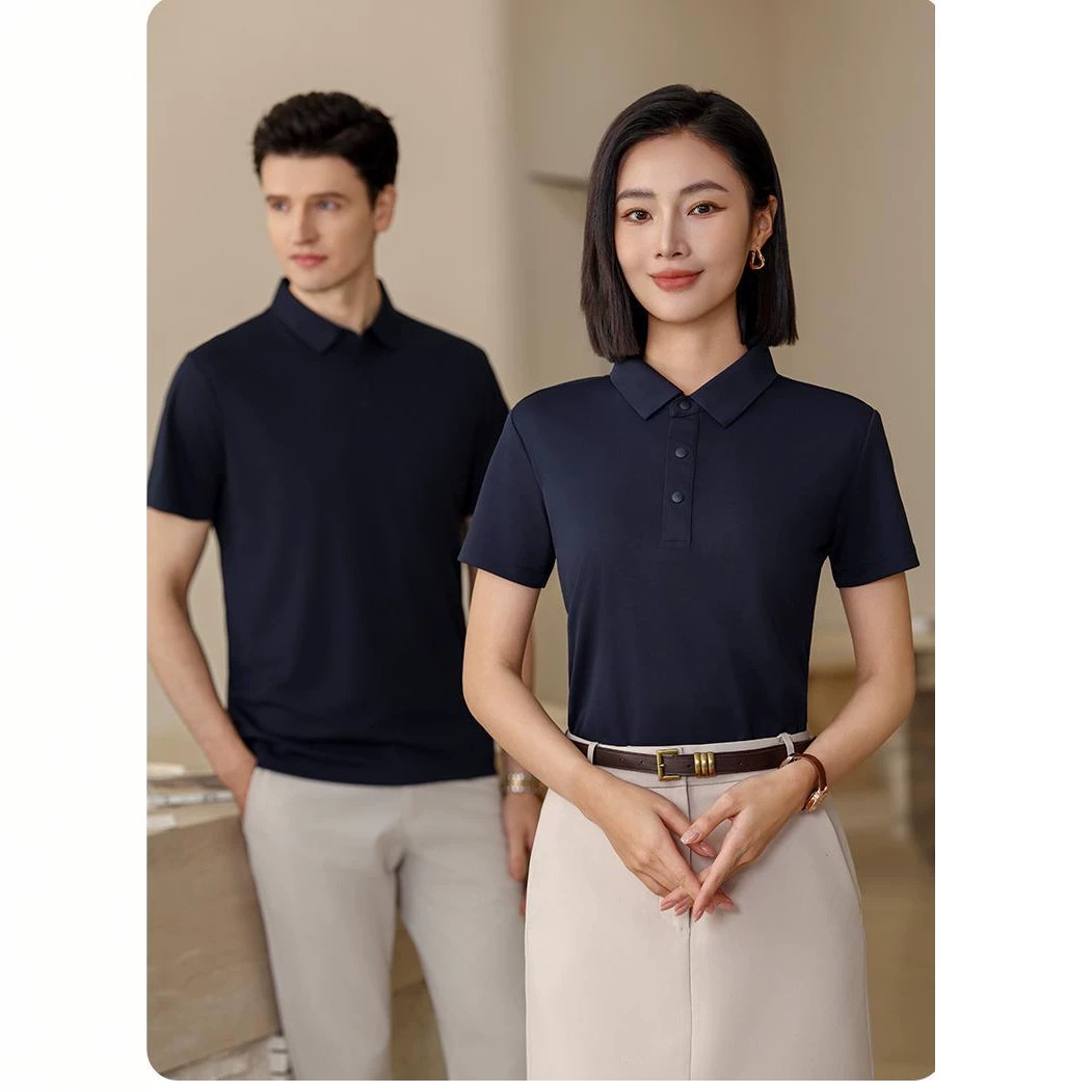 Summer Casual Quick-Drying Short-Sleeved Work Clothes for Men and Women, Business Lapel Polo Shirts, Cool, Sun-Protective and Breathable