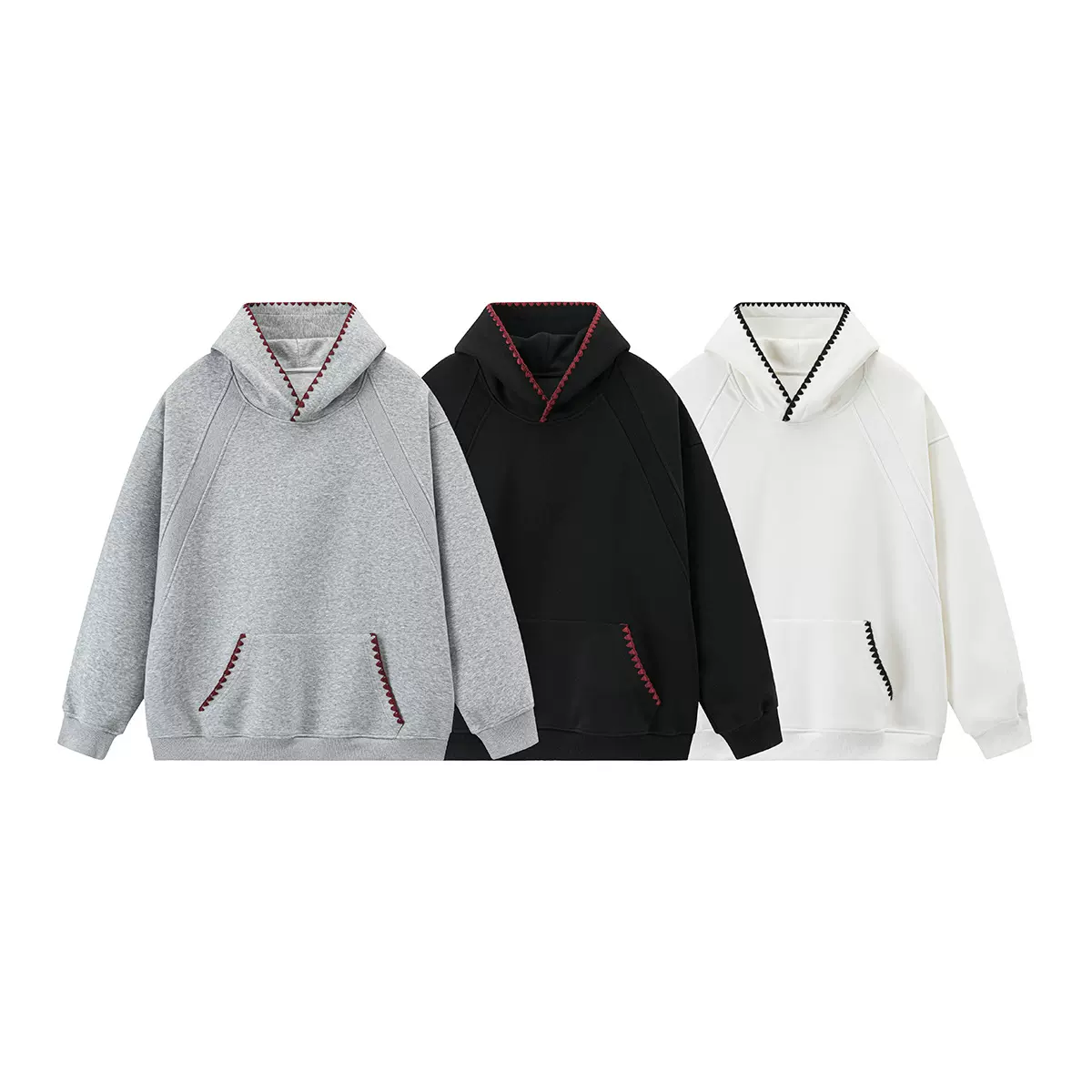 青少年男士棉质高品质连帽花边宽松时尚情侣卫衣26年春秋新款上衣