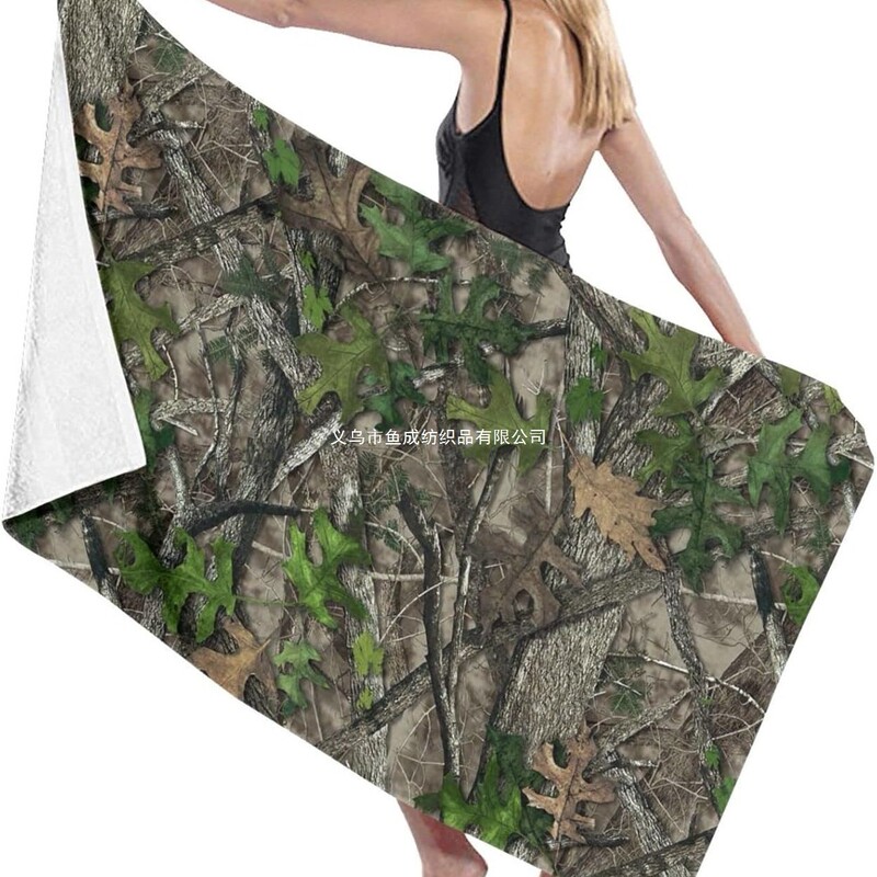 American-Style Jungle Camouflage Beach Towel Hunting-Style Outdoor Microfiber Bath Towel Seaside Vacation Camping Towel