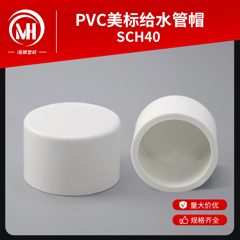PVC给水管帽SCH40堵帽 美标管堵堵头UPVC给水管件end cap管子配件