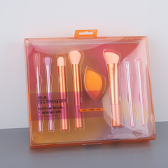 外貿化妝刷套裝美妝蛋海綿化妝粉撲橙色斜切粉底R家系列跨境批發