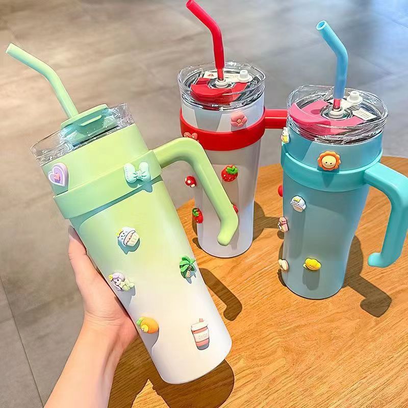 cross-border gradient color 40oz big mac large ice cup large capacity cup heat and cold insulation coffee cup straw cup