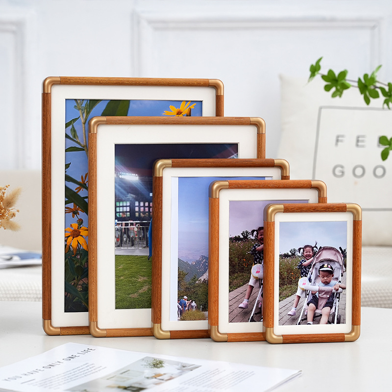 Customized Chinese-Style Solid Wood Photo Frame 67810inch Teak Wood Rounded Corner Photo Frame A4 Family Portrait Frame with Copper Corners Made to Order