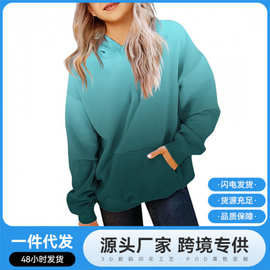跨境时尚新款女连帽卫衣3D印花长袖女士外贸宽松女士休闲卫衣童装
