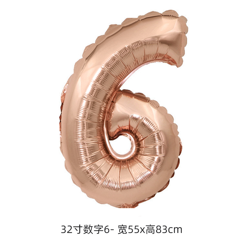 Versión estadounidense transfronteriza de 32 pulgadas de oro fiesta digital de cumpleaños feliz decoración de la escena decoración película de aluminio papel de aluminio globo al por mayor