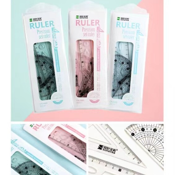 工場卸売新しいクリエイティブ透明定規学生定規三角プレート試験絵画 4 ピース定規卸売|undefined