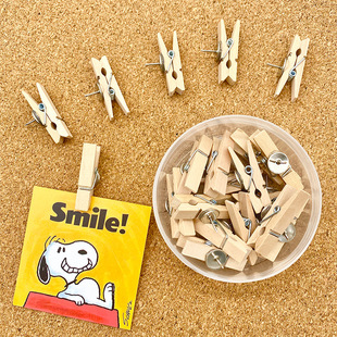 20 Small Wooden Clips, Thumbtacks, Sticky Notes, Photo Clips, Creative Cork Board, Felt Wall Decoration, Push Pins