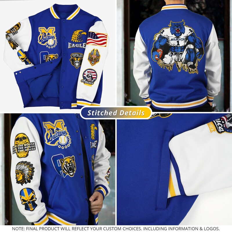 2025 Trend 3D Digital Printing Fashion Letter Jacket Personalized Logo Men's Clothing Baseball Letterman University