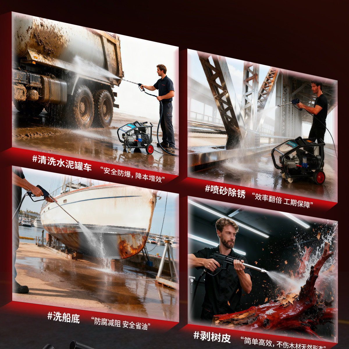 Black Cat High-Pressure Car Washer 380V Commercial High-Power Industrial Booster Water Gun Pump Cleaning Machine Floor Cleaning Magic Tool