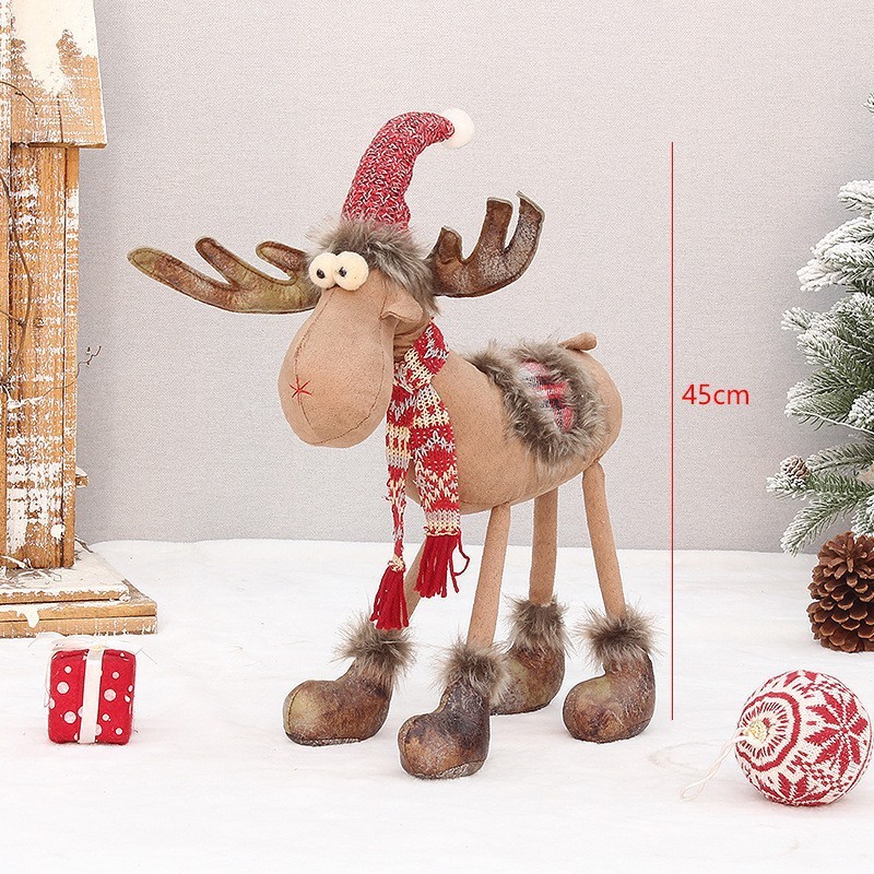 クリエイティブなクリスマスの赤い布製の鹿の置物、越境で人気の高いホリデー向けホームギフト、卸売で人気商品|undefined