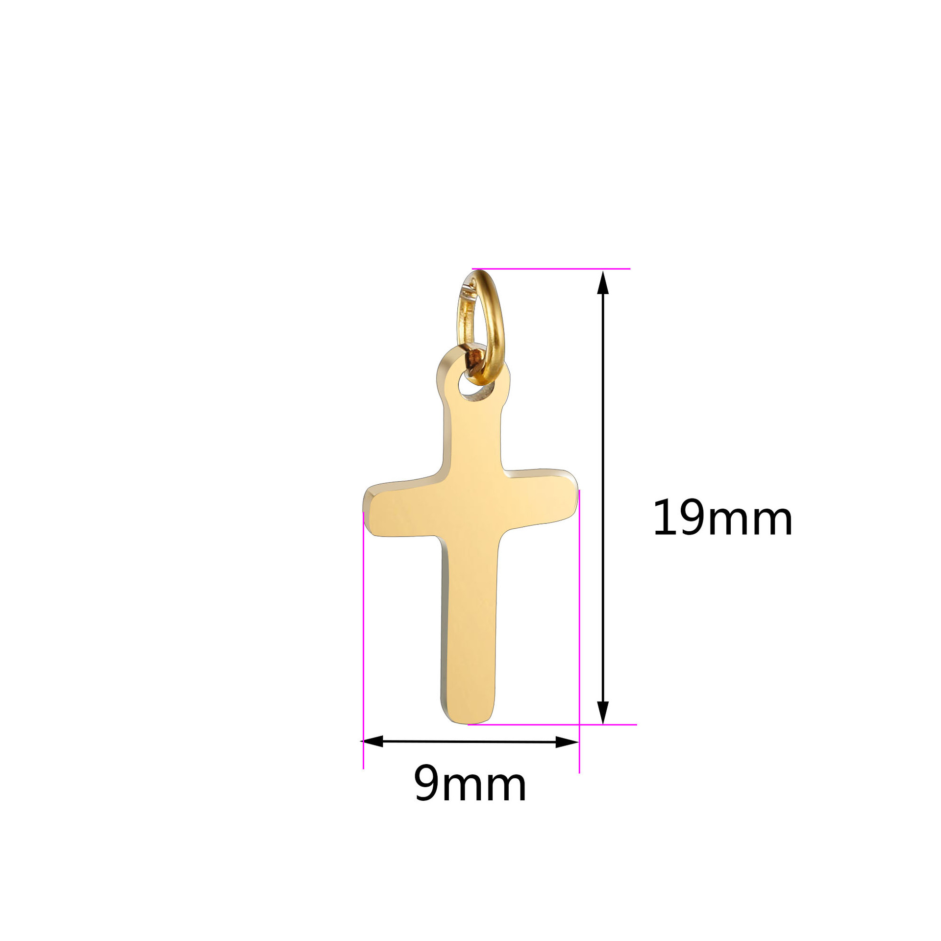9*19mm Jewelry Making Size DIY Jewelry Accessories Classification 5 PCS/Package 9*19mm 304 Stainless Steel Cross Pendant