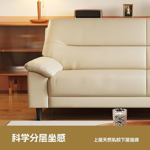 Nordic small apartment leather sofa minimalist living room sofa set office double three-seater genuine leather sofa