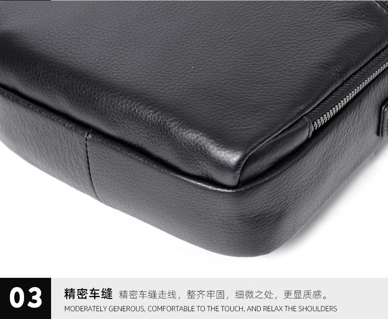 Túi đeo chéo nam da bò thật 20×8×24 cm kiểu mới đơn giản — Màu đen chi tiết 18