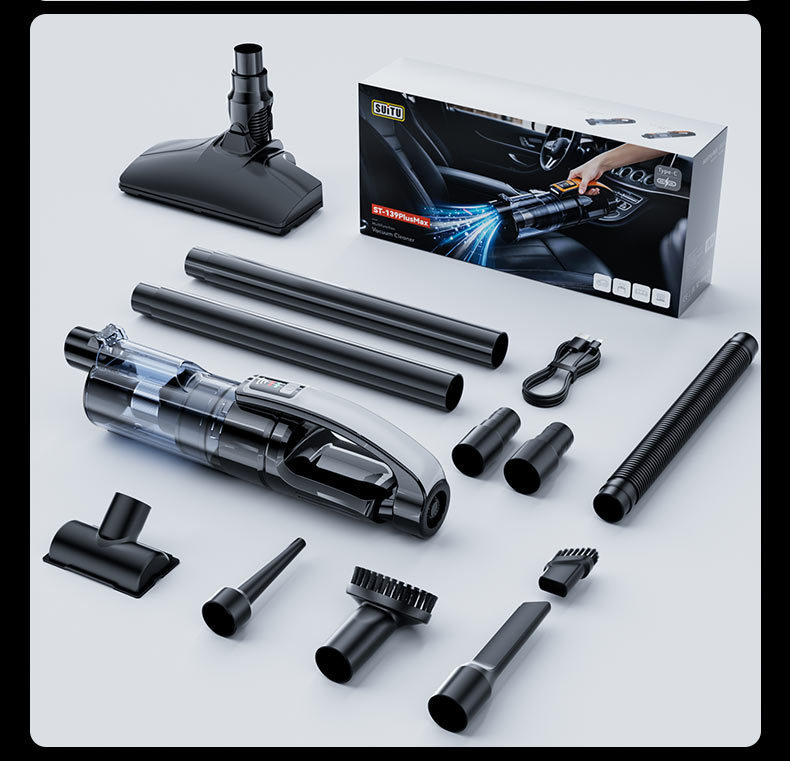 Car-mounted vacuum cleaner, handheld wireless, dual-use for car and home, portable, rechargeable, for floor hair and debris cleaning, cross-border